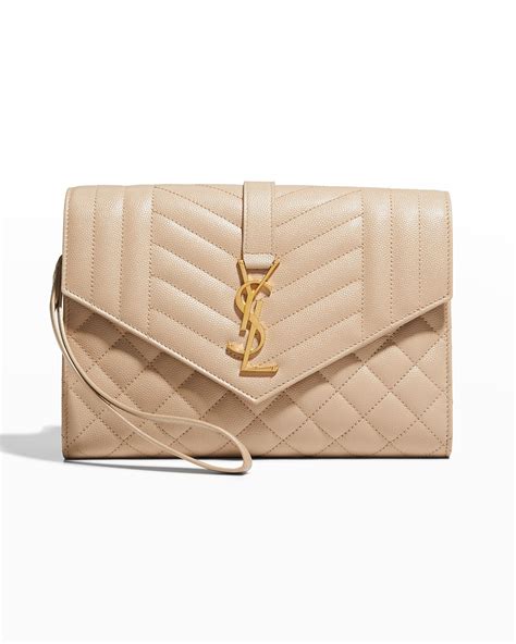 ysl monogram quilted leather clutch